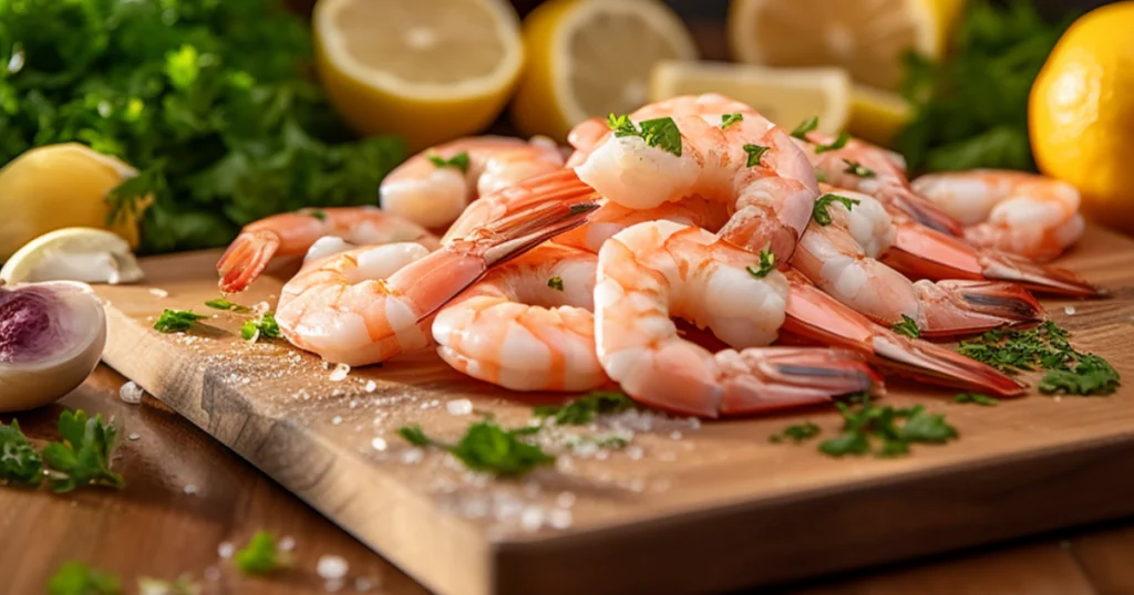 Fresh shrimp prepped with garlic, lemon, and herbs — ready to marinate for the ultimate BBQ shrimp recipe.